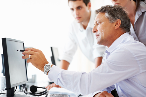 Team using project management software.