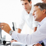 Team using project management software.