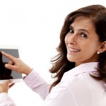 Businesswoman using tablet computer